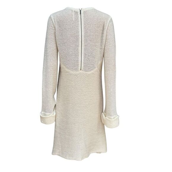 FREE PEOPLE white Rabbit Bell Sleeve A Line Wool/alpaca Zipper Sweater Dress S - Picture 7 of 11